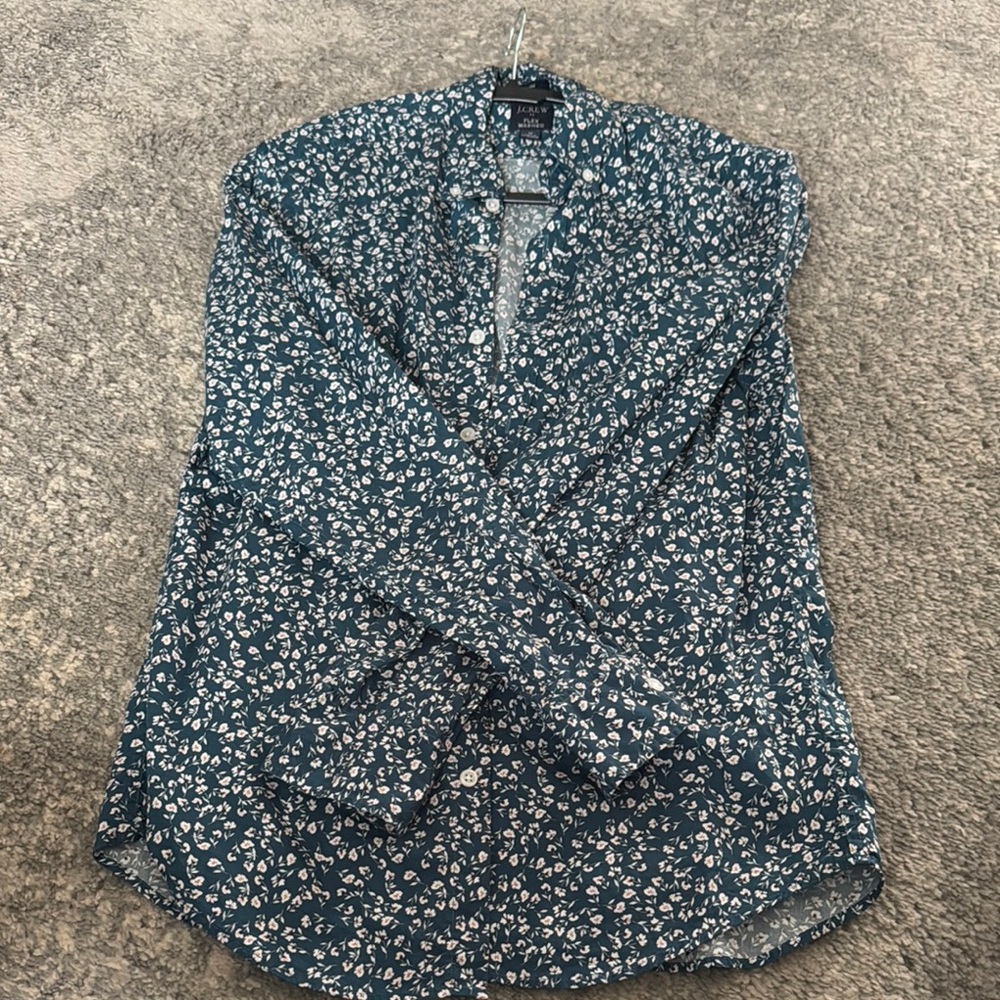 J. Crew Blue and White Casual Button Down Shirt